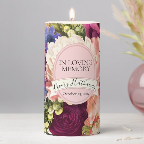 Custom Memory Funeral Floral Memorial Candle