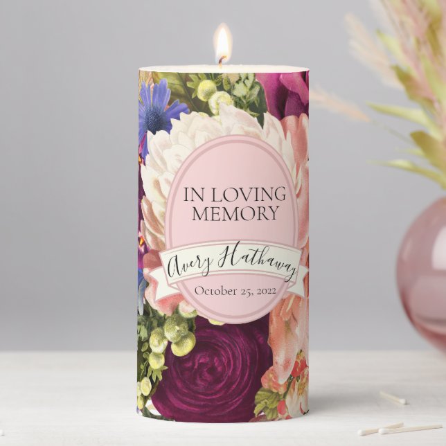 Custom Memory Funeral Floral Memorial Candle (In Situ)