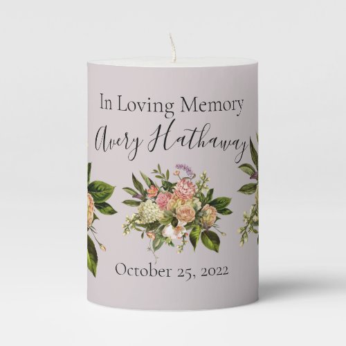 Custom  Memory Funeral Floral Memorial Candle