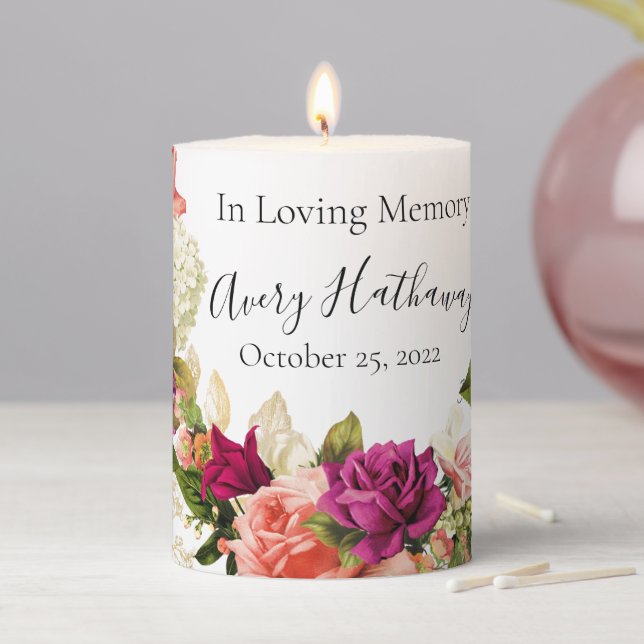 Custom Memory Funeral Floral Memorial Candle (In Situ)
