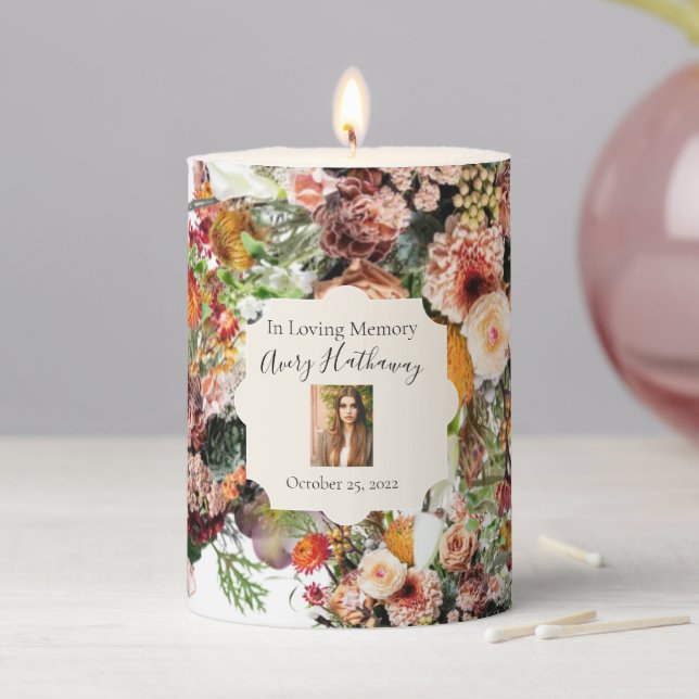 Custom Memory Funeral Flower Memorial Candle (In Situ)