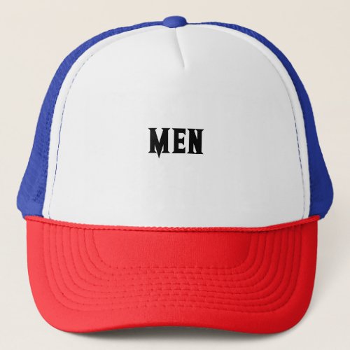 Custom MEN text or Name with RedWhiteBlue Color Trucker Hat