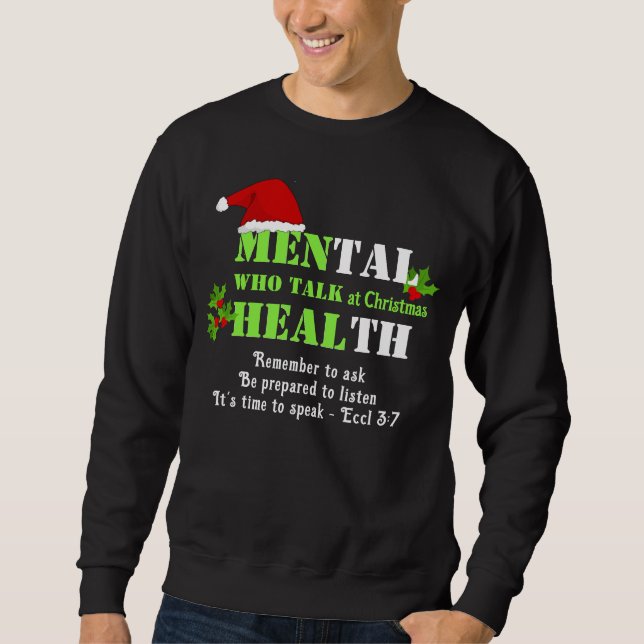 Custom MEN WHO TALK HEAL Christmas Mental Health Sweatshirt (Front)