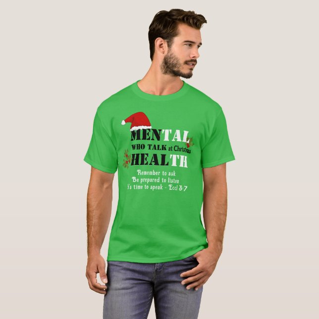 Custom MEN WHO TALK HEAL Christmas Mental Health T-Shirt (Front Full)