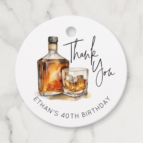 Custom Mens Birthday Thank You Tags Whiskey 