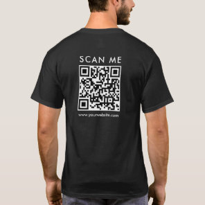 Custom Mens Business  QR Code Scan Me Back Print T-Shirt
