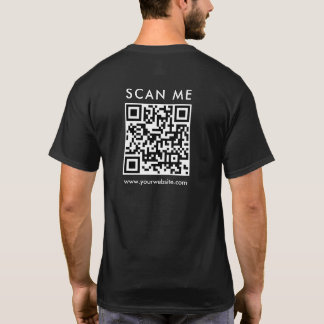 Custom Mens Business QR Code Scan Me Back Print T-Shirt