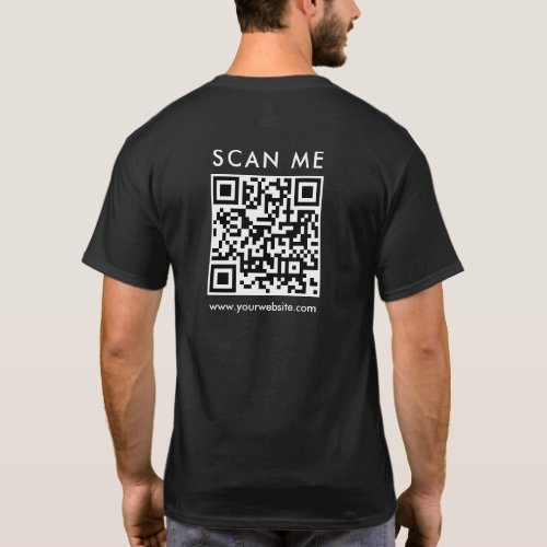 Custom Mens Business  QR Code Scan Me Back Print T_Shirt