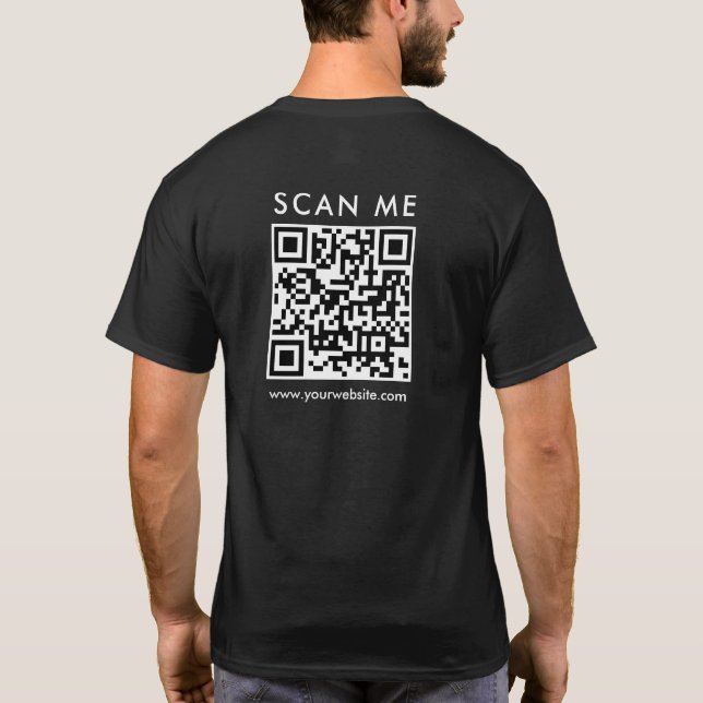 Custom Mens Business  QR Code Scan Me Back Print T-Shirt (Back)