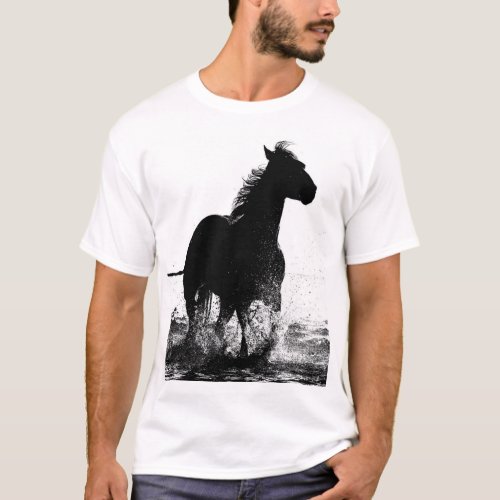 Custom Mens Clothing Running Horse Pop Art T_Shirt