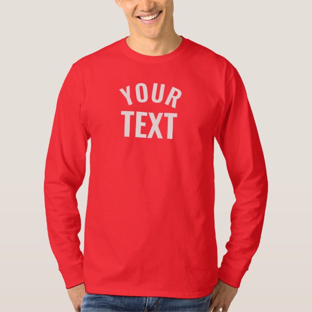 Custom Mens Long Sleeve Deep Red Template Modern T-Shirt (Front)