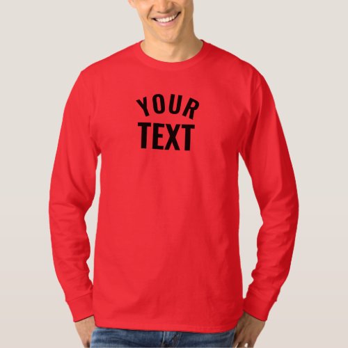 Custom Mens Long Sleeve Deep Red Template Modern T_Shirt