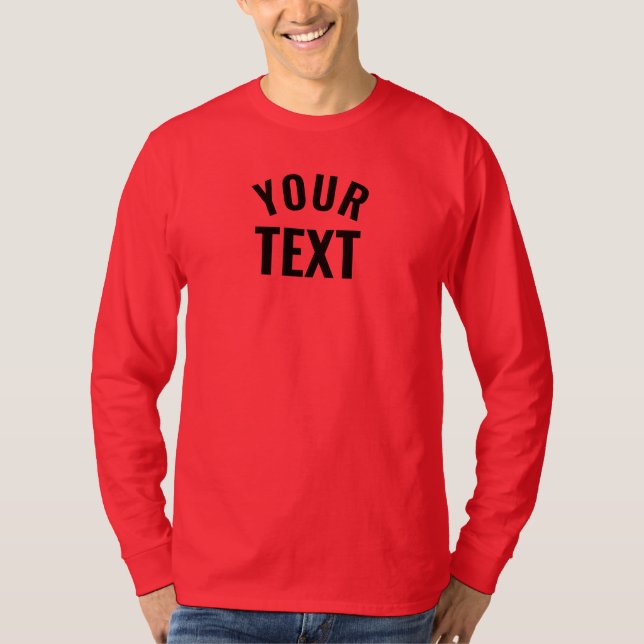 Custom Mens Long Sleeve Deep Red Template Modern T-Shirt (Front)