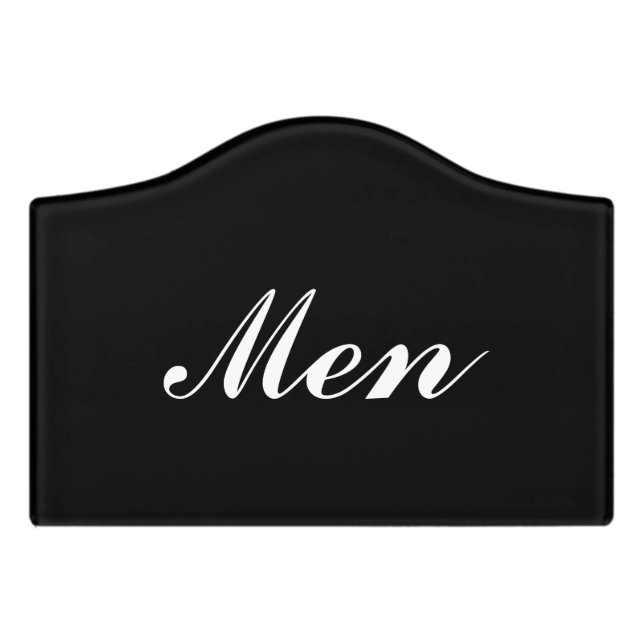 Custom mens room door sign for restroom washroom (Small Crest Front)