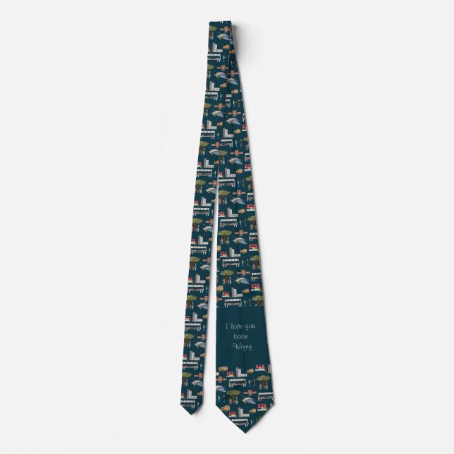 Custom Mens tie, Everywhere We Go in service Neck Tie (Back)
