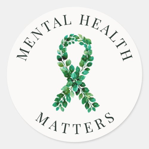 Custom Mental Health Green Ribbon VSCO Aesthetic Classic Round Sticker