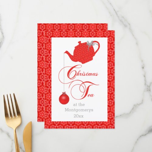 Custom Menu Red Lace Christmas Tea Party