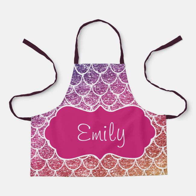 Custom Mermaid All-Over Print Apron, Small Apron