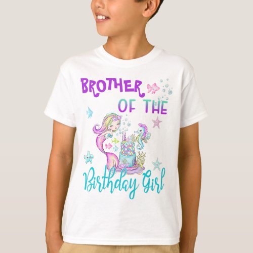 Custom Mermaid Family Birthday Matching T_Shirt