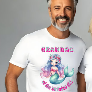 Custom mermaid Grandad of birthday girl T-Shirt