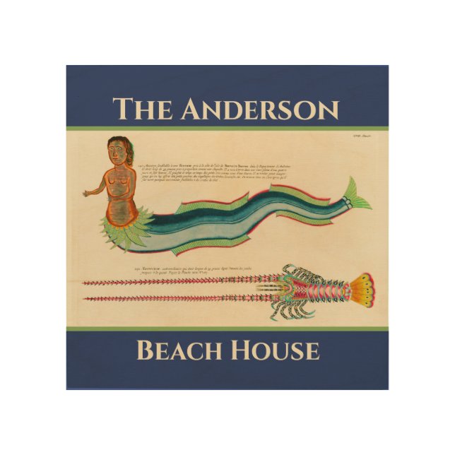 Custom Mermaid Lobster Navy Coastal decor (Front)