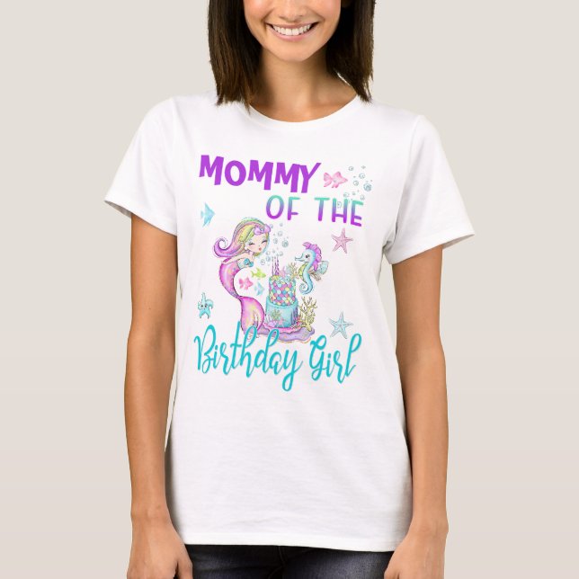 Custom Mermaid Matching Birthday Family T-Shirt (Front)