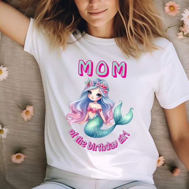 Custom mermaid mint Mom of birthday girl T-Shirt (Creator Uploaded)