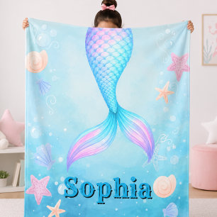 Custom Mermaid Ocean Blanket for Kids