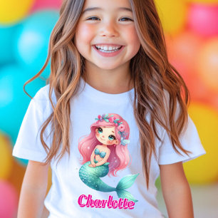 Custom Mermaid pink name  T-Shirt
