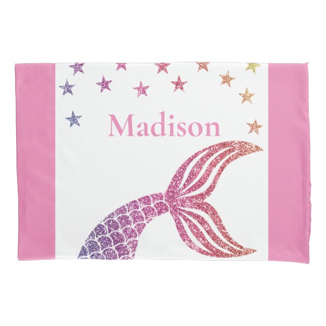Custom Mermaid Single Pillowcase, Standard Size Pillow Case (Front)