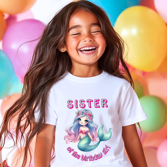 Custom mermaid sister of birthday girl T-Shirt (Creator Uploaded)