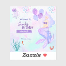 custom mermaid theme birthday girl purple