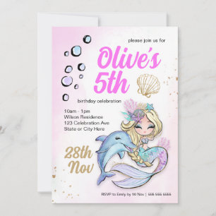 Custom Mermaid Under the Sea Birthday Invitation