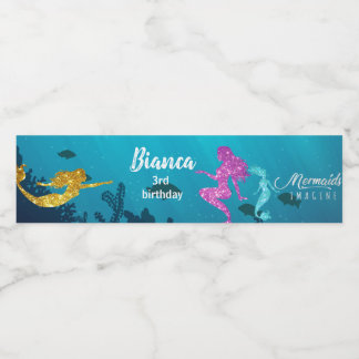 Custom mermaid water bottle label