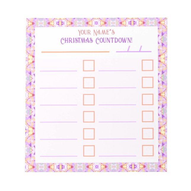 Custom Merry Bright Christmas Planner Checklist Notepad (Front)