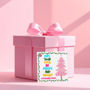 Custom Merry Bright Pink Christmas Party Favor Tags