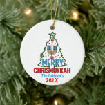Custom Merry Chrismukkah Happy Hanukkah  Ceramic Ornament<br><div class="desc">Searching for great gifts for Chrismukkah,  Christmas or Hanukkah? Check out this item and our full collection of fun,  unique personalized items for that special someone in your circle.</div>