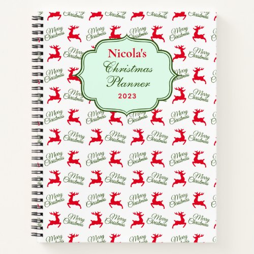 Custom Merry Christmas and Reindeers Notebook