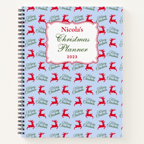 Custom Merry Christmas and Reindeers Notebook