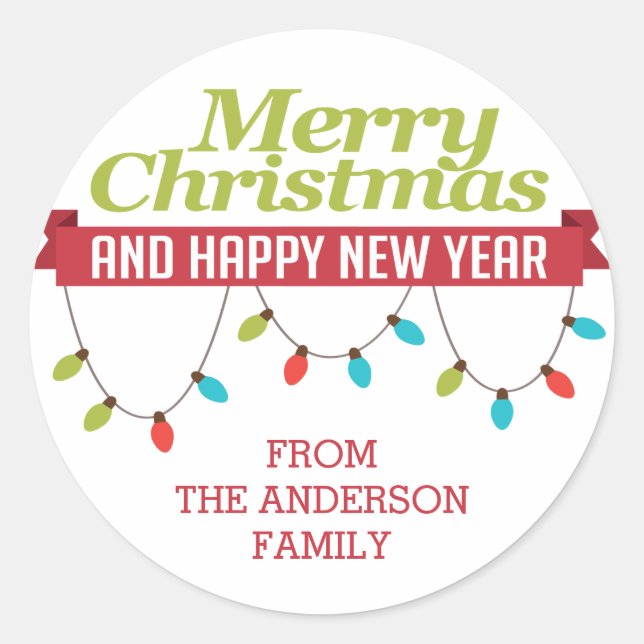 Custom Merry Christmas Bright Lights Sticker (Front)