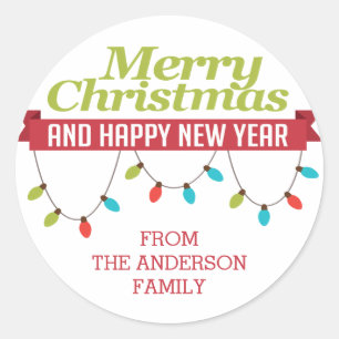 Custom Merry Christmas Bright Lights Sticker