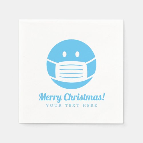 Custom Merry Christmas face mask smily icon Napkins