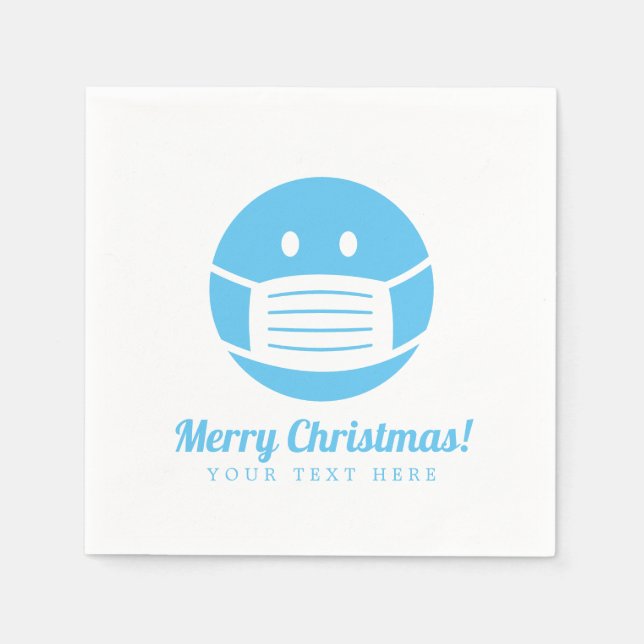Custom Merry Christmas face mask smily icon Napkins (Front)