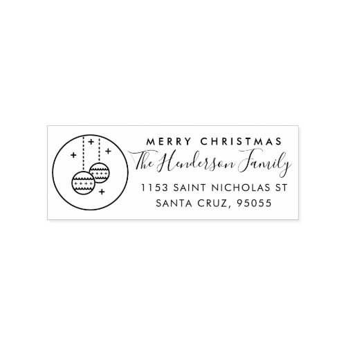 Custom Merry Christmas Family Name Return Address Rubber Stamp