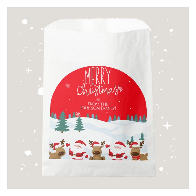 Custom Merry Christmas Favor Bags with Family Name (Custom Merry Christmas Favor Bags with Family Name)