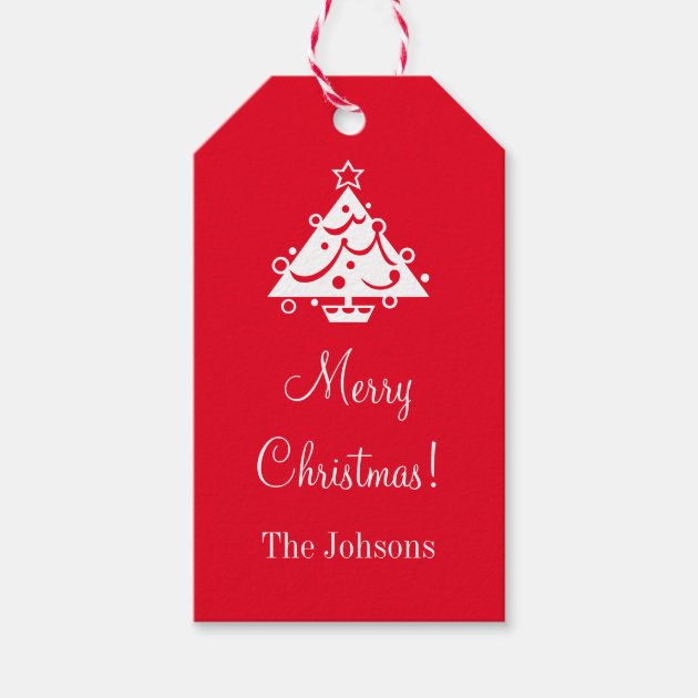 Custom Merry Christmas Gift Tags With Xmas Tree