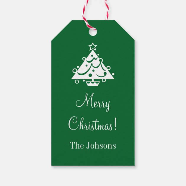 Custom Merry Christmas Gift Tags With Xmas Tree