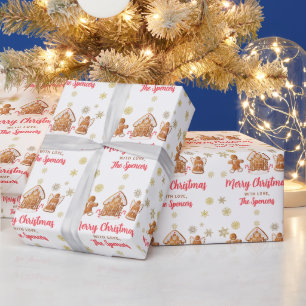 Custom Merry Christmas Gingerbread House Holiday Wrapping Paper