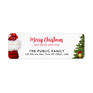 Custom Merry Christmas Happy New Year Return Label