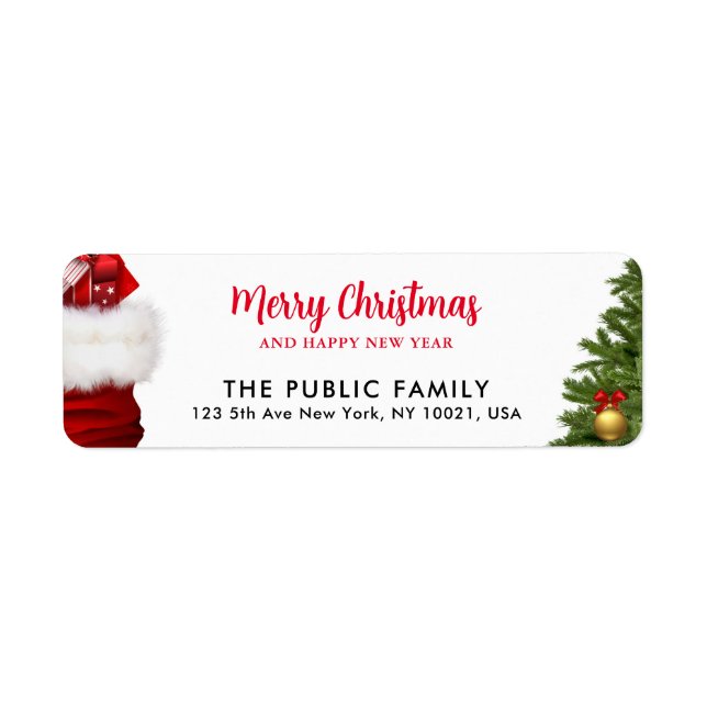 Custom Merry Christmas Happy New Year Return Label (Front)